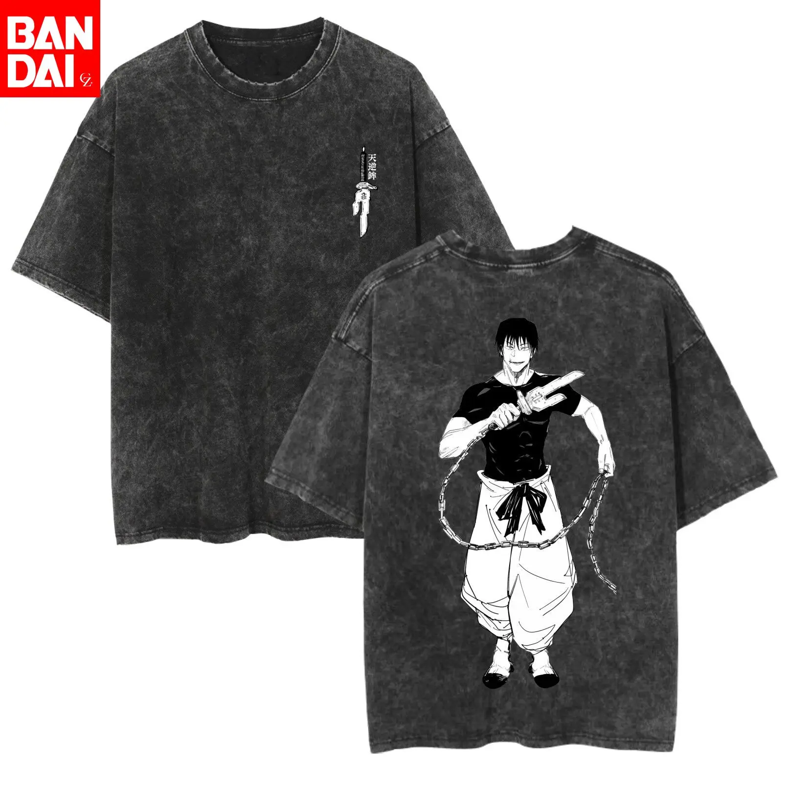 

Jujutsu Kaisen Toji Fushiguro Monochrome Red Vintage Washed T Shirt 2026 Summer Oversized Streetwear Graphic Tee for Men Women
