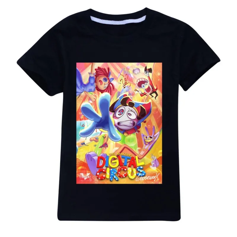 Camiseta de manga corta de algodón para niños y niñas, ropa con diseño de circo Digital, 2024