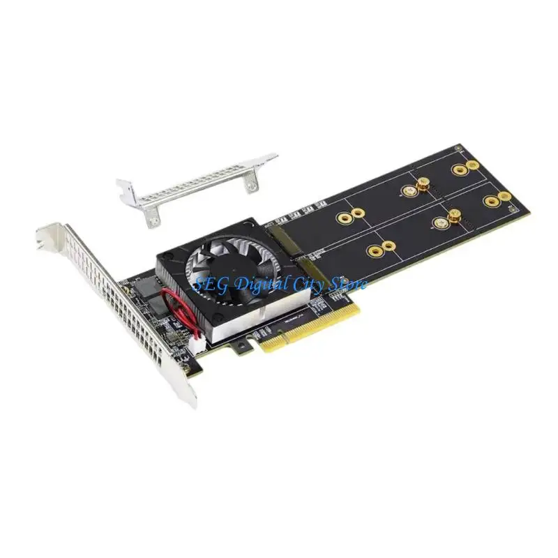 

U75B PCIe3.0 NVMe Expansion Card For Four SSDs Setups No BIOS Configuration Required Active Fan Cooling Universal Mounting