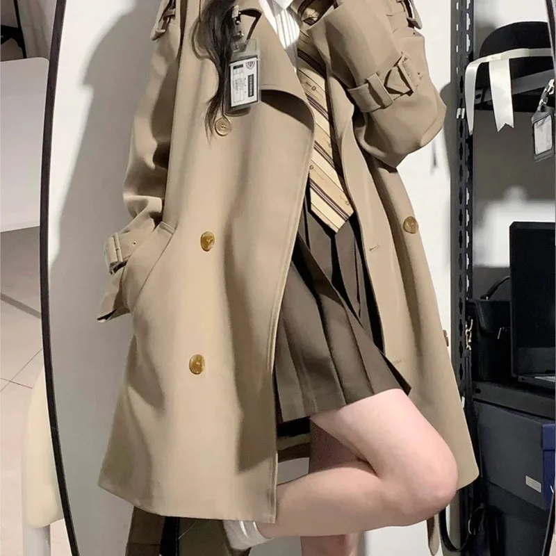 

Short Trench Coat Women's Small New Khaki Korean Style