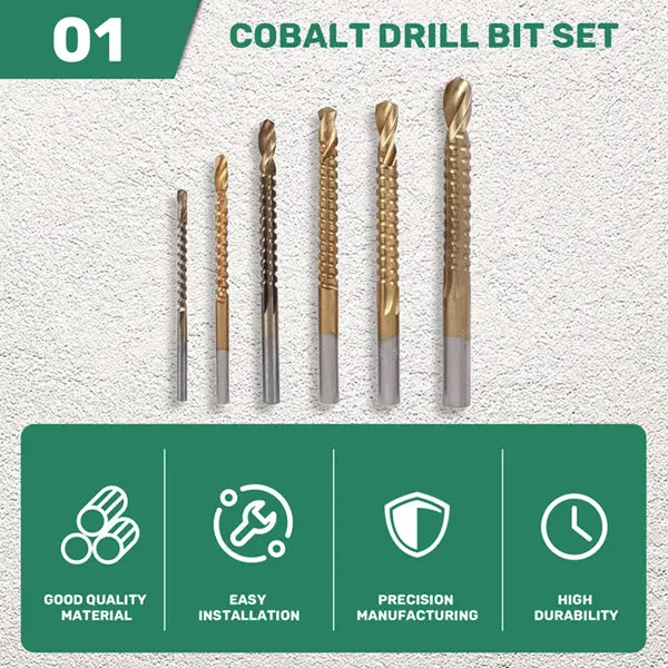 X59A_6Pcs Cobalt Drill Bit Set Hole Saw Grooving Set Drill Slotted Drill