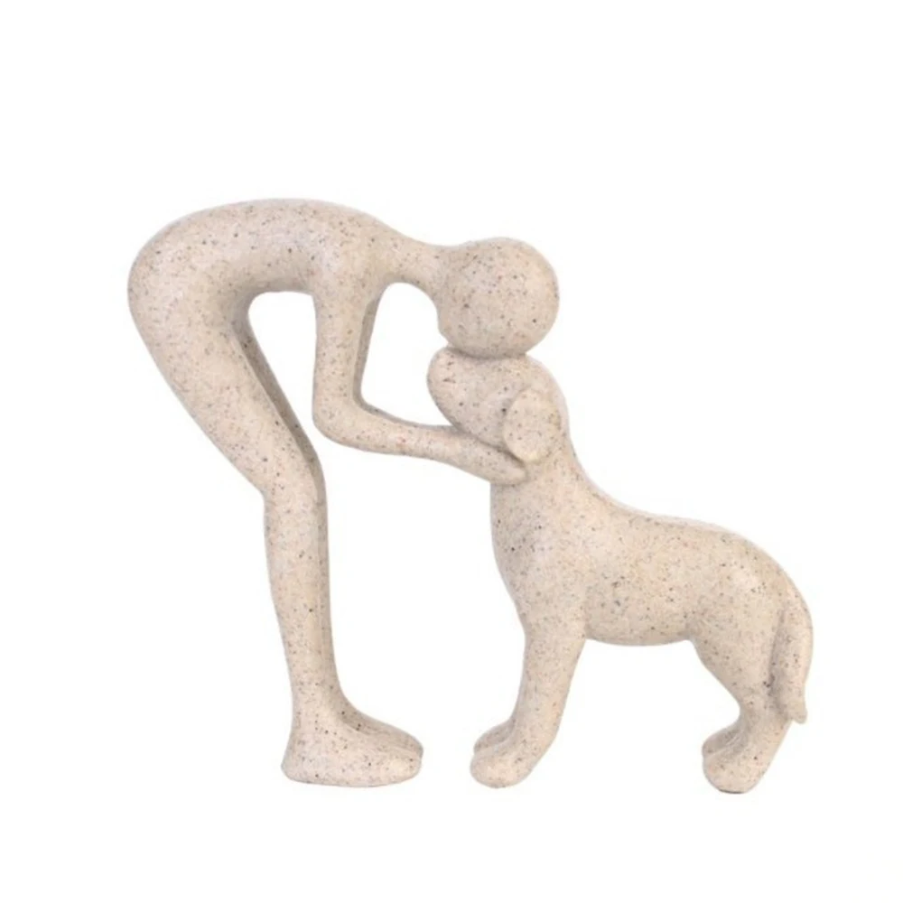 15cm Human and Dog Hugging Sculpture Decor Forever Loved Pet Memorial Statue Gifts Remembrance Keepsake Decorative Figurine Dogs