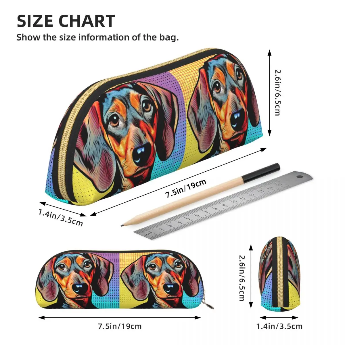 Dachshund السجق الكلب البوب الفن مقلمة حامل قلم تخزين لوازم مكتبية سعة كبيرة صندوق القلم حقيبة أقلام رصاص للبنين بنات