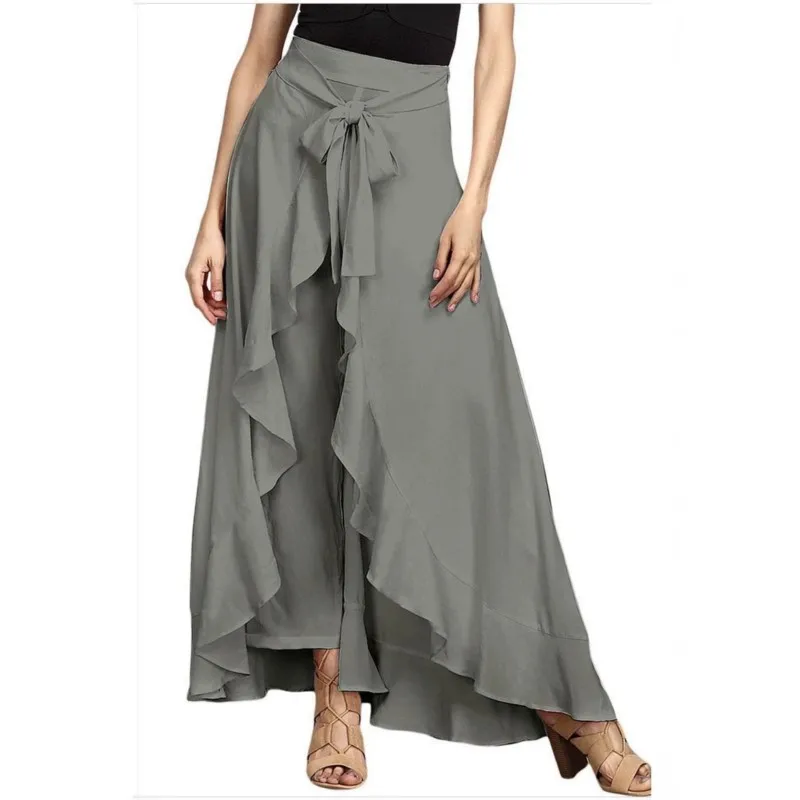 2026 New Women's Pants With Strap Solid Color Elegant Retro Loose Style Versatile Simple Breathable Cool Fashion Pants With Lace
