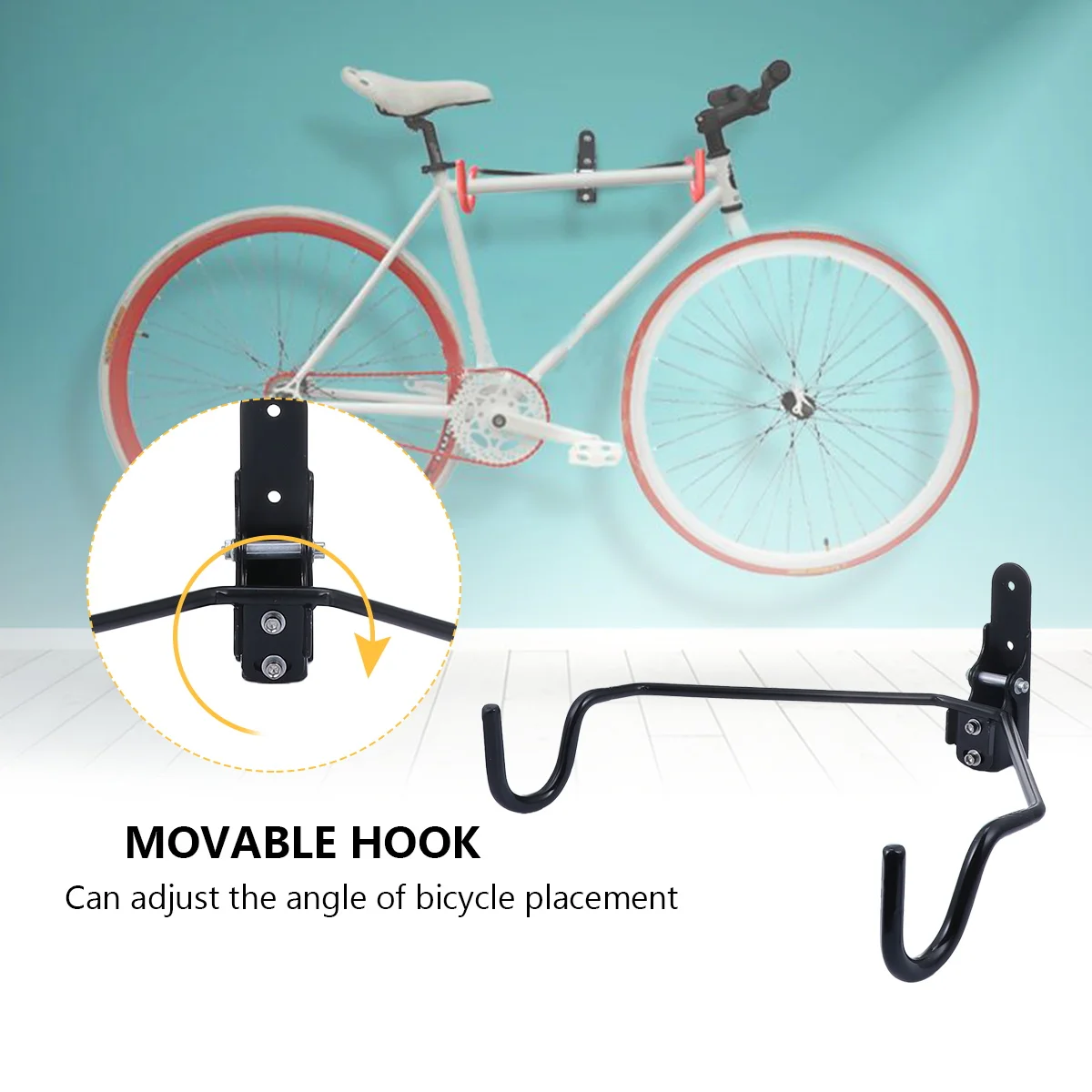 

Bike Wall Hook Adjustable Wall-Mounted Hanger Rubber Protection Scratch Resistant Mountain Road Bike