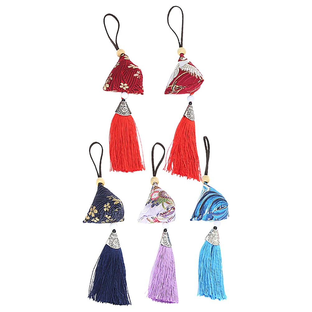 

5pcs Sachet Pendant Vintage Scented Hanging Bags Blessed Keychains Handmade Silk Tassel Fragrant Lavender Spice Filled Stamped