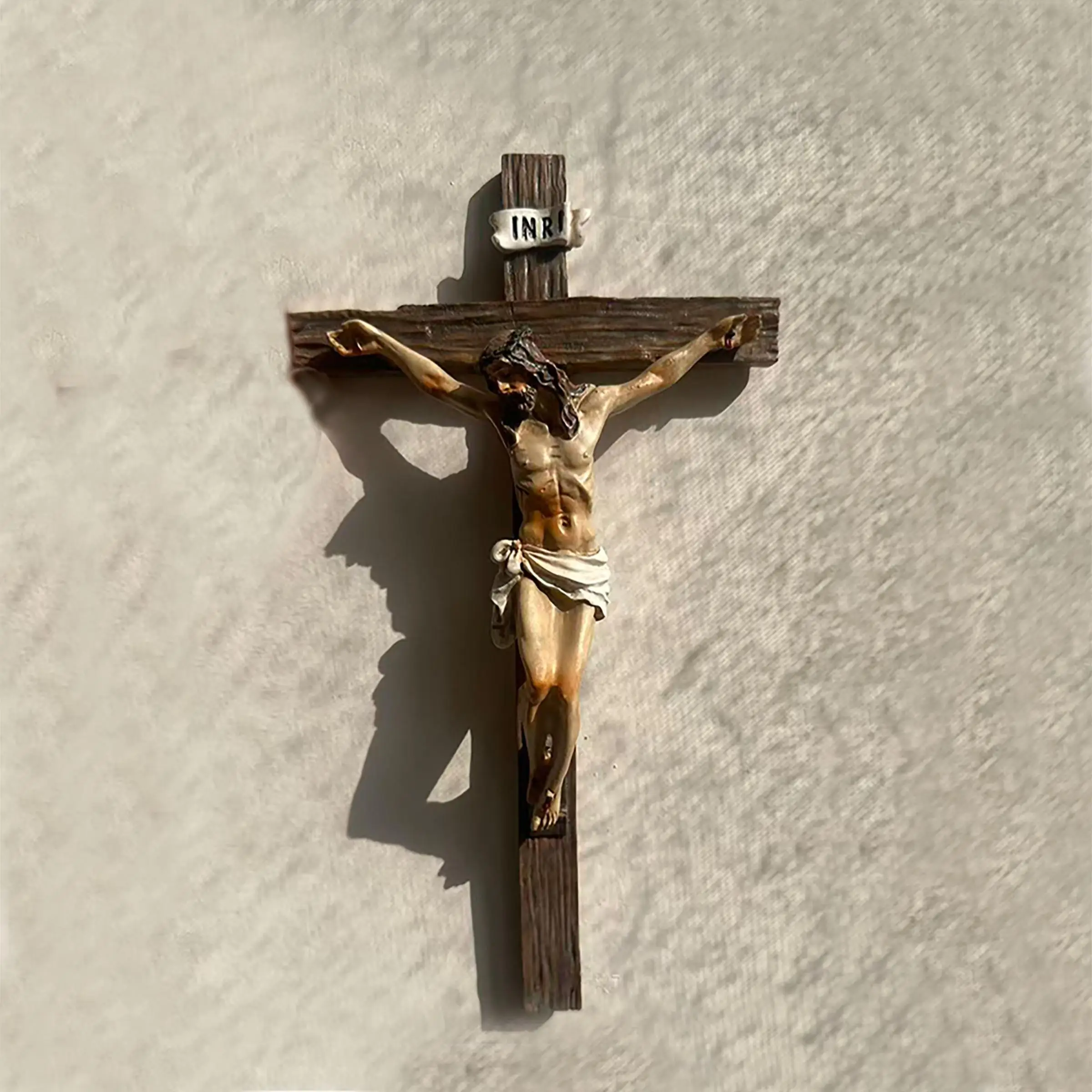 Inspiring Jesus Christ Home Decor, Catholic Cross Wall Art, 9.65 Inch High Religious Gift, Renaissance Handmade Sculpture