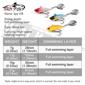 Caminhada peixe spinner isca de metal vib 7g 11g 15g 21g isca de pesca rotativa cauda vibração lantejoulas japão wobbler isca de corrico pesca 8 principais vendas isca artificial com movimentos - №4