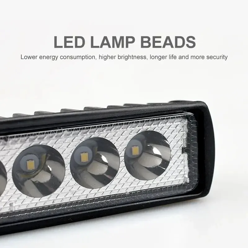 6Inch 18W 6-LED Work Light Bar Spot White Off Road Driving Light 12V Waterproof for SUV Automobile Truck