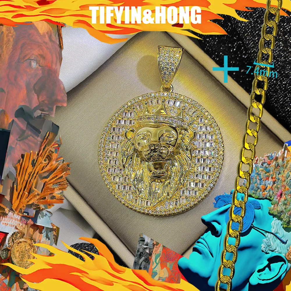 Luxury hip-hop high-end custom gold necklace paired with domineering animal pendant, exquisite packaging, exclusive to men