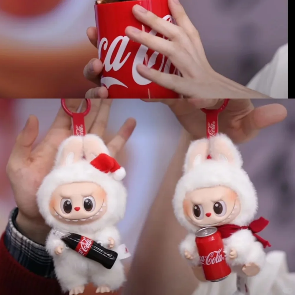 New Genuine Monster Coca Cola Series Vinyl Doll Labubu Action Figure Keychain Toys Childrens New Year Surprise Gifts