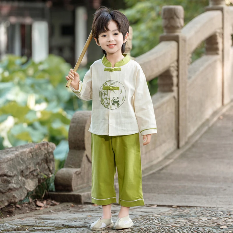 Hanfu kuno anak perempuan pakaian tradisional Cina anak laki-laki kostum siswa setelan panggung kinerja klasik elegan Tang Set