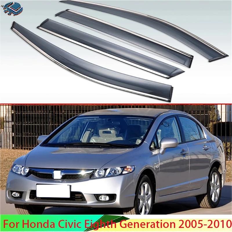 

For Honda Civic Eighth Generation 2005-2010 Plastic Exterior Visor Vent Shades Window Sun Rain Guard Deflector 2006 2007 2008