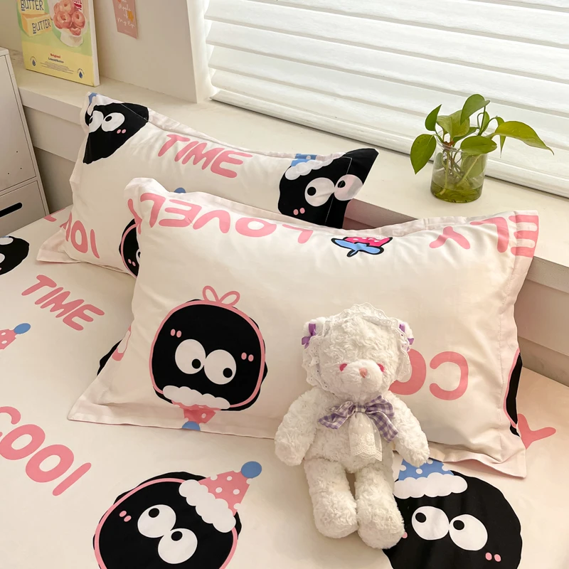 

100% Cotton Pillow Cover Cartoon Pillowcase 2pcs Pillowslip Rectangle Cushion Cover Home Bed Pillow Sham 48x74cm 베개커버