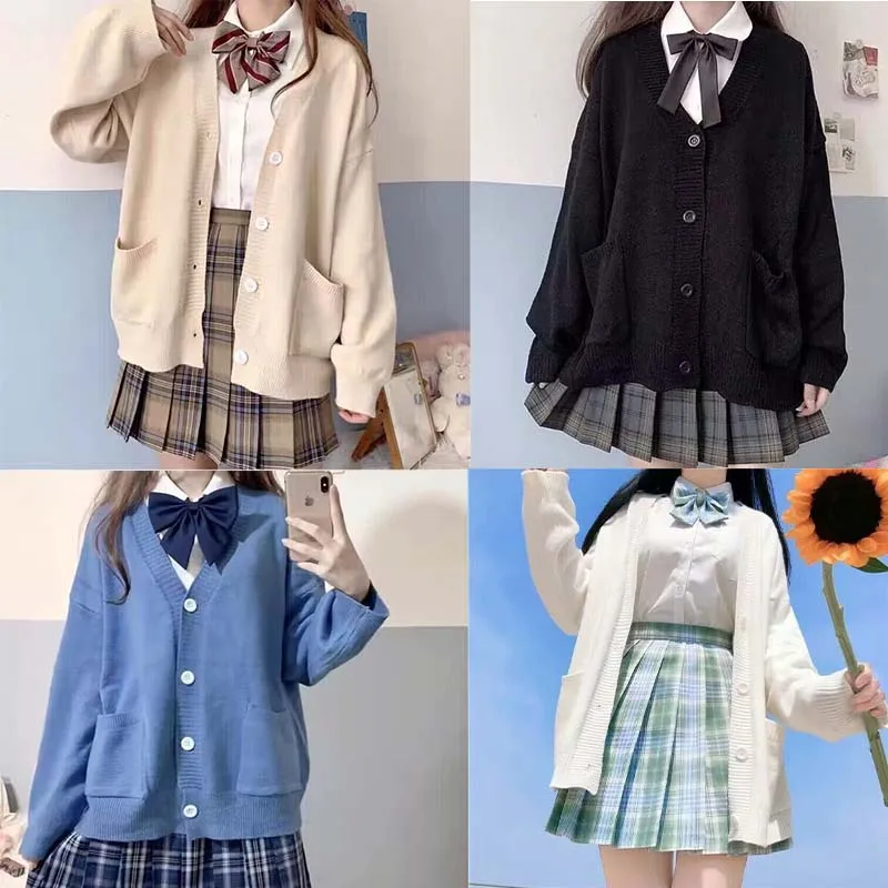 

Original JK uniform set top, college style knitted sweater, cardigan wool jacket, high-quality soft and slim fit sweater