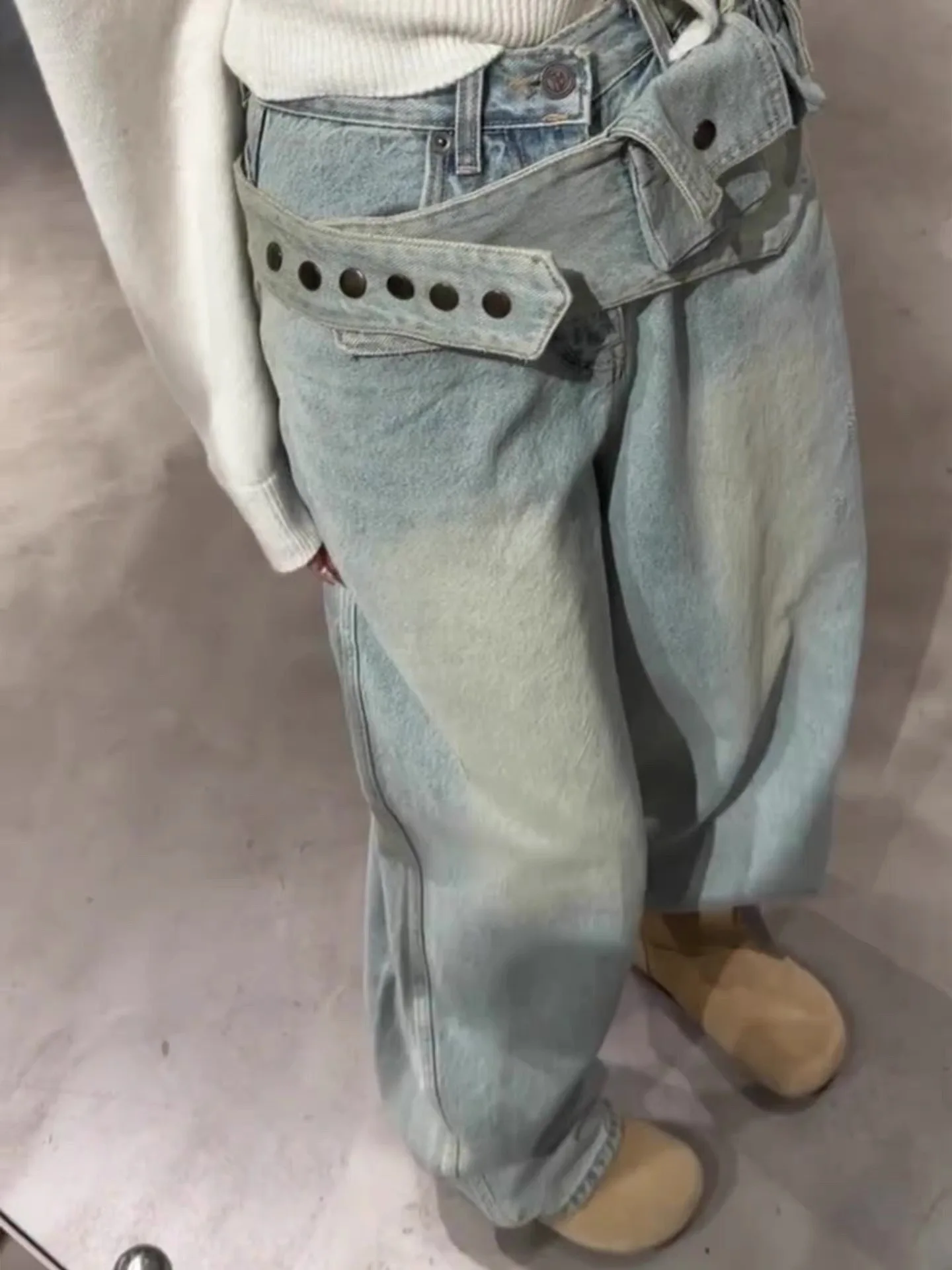 Women's Jeans Washed Trousers Fashionable Versatile Wide-leg Harajuku Denim Pants High Quality Spring New 2026 Y2k Jeans