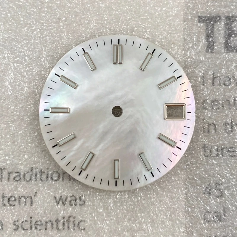 28.5mm NH35 Dial S Mother of Pearl Dial Stripe Nail Literal Green Luminous Suitable for NH35 NH36 4R Movement Watch Accessories