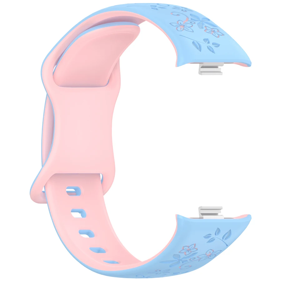 2-kleurige gegraveerde bloemenband voor Redmi Watch 4/5/6 Smartwatch, zachte band voor Xiaomi Mi Band 8/9/10 Pro, armband