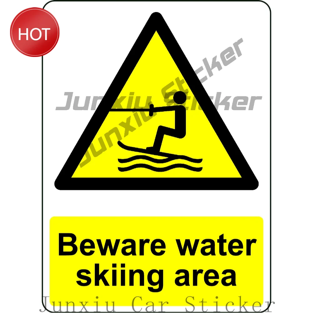 Beware Water Skiing Area Danger PVC Sticker For Waterside Activity Areas And Access Gates Water Recreation Safety Decal