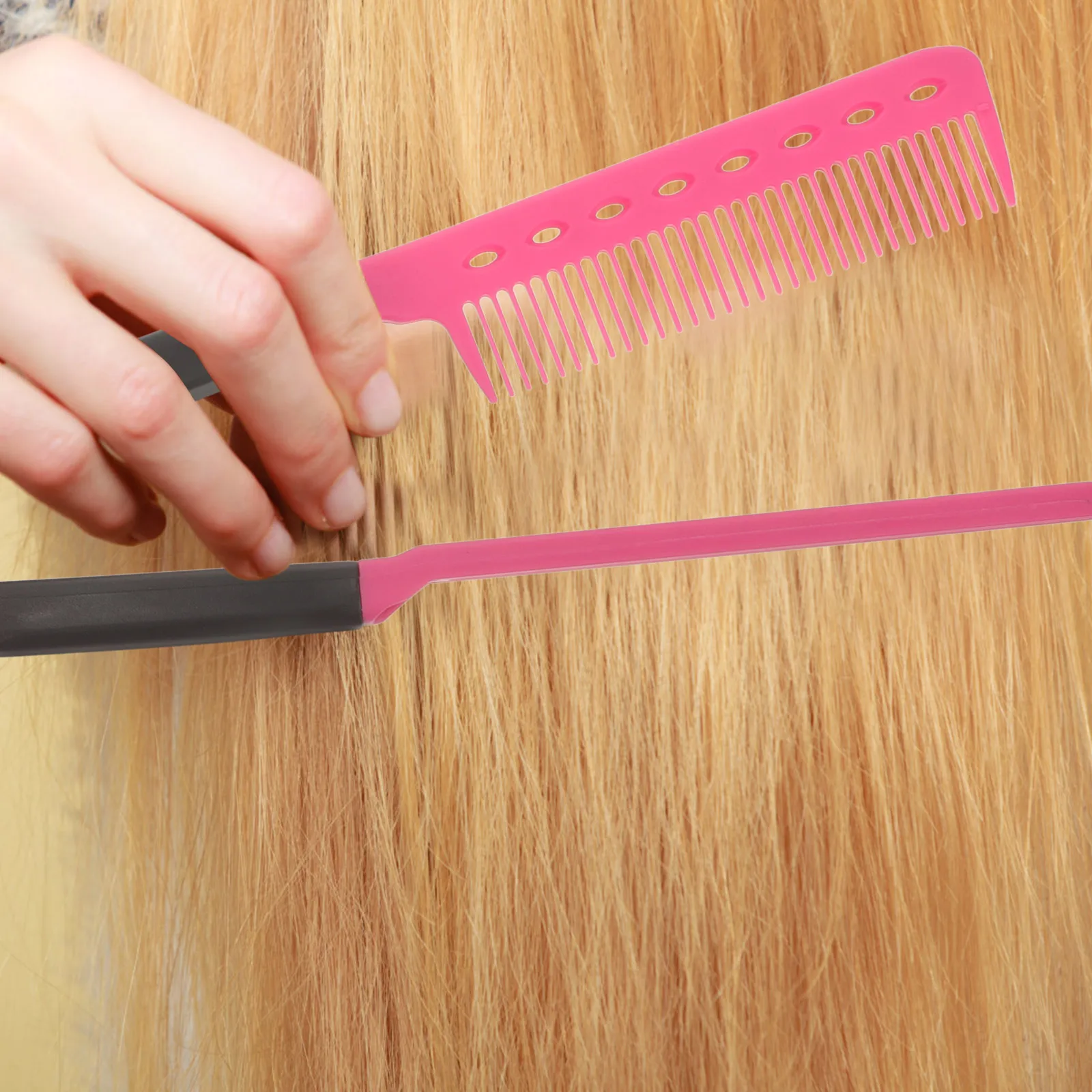 

2pcs V Shaped Hair Straightening Comb Plastic Straightener for Women Durable Styling Salon Use Heat Resistant