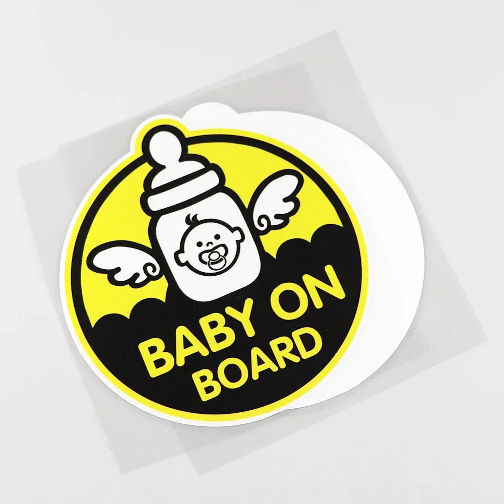 1 Piece 13.6CMX14.7CM Baby ON Board Car Sticker Angel baby Pvc Decal Feeding bottle,KK