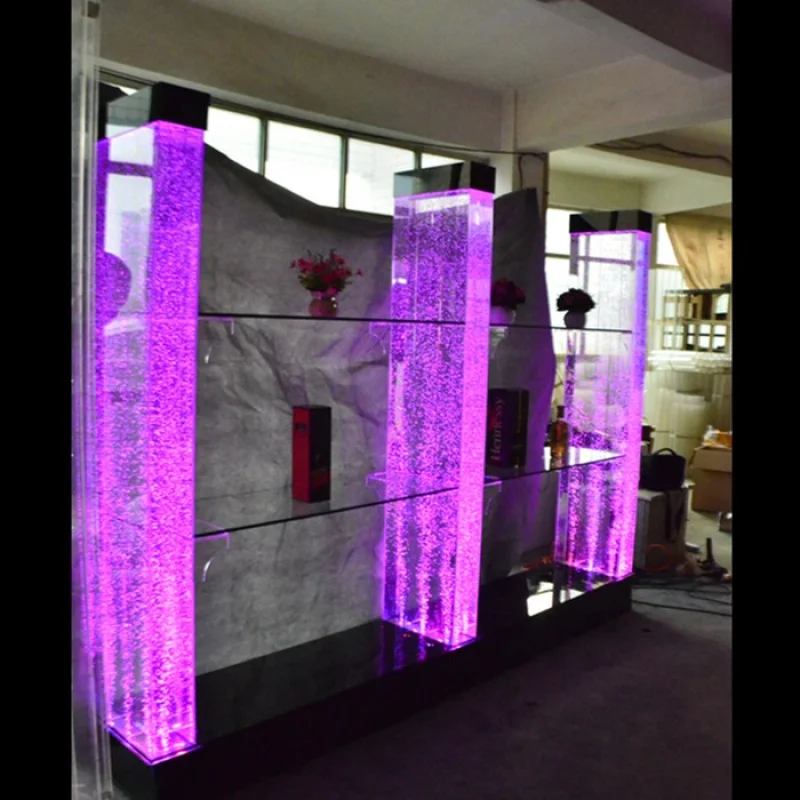 (Customized) living room led acrylic water bubble aquarium bar cabinet display furniture