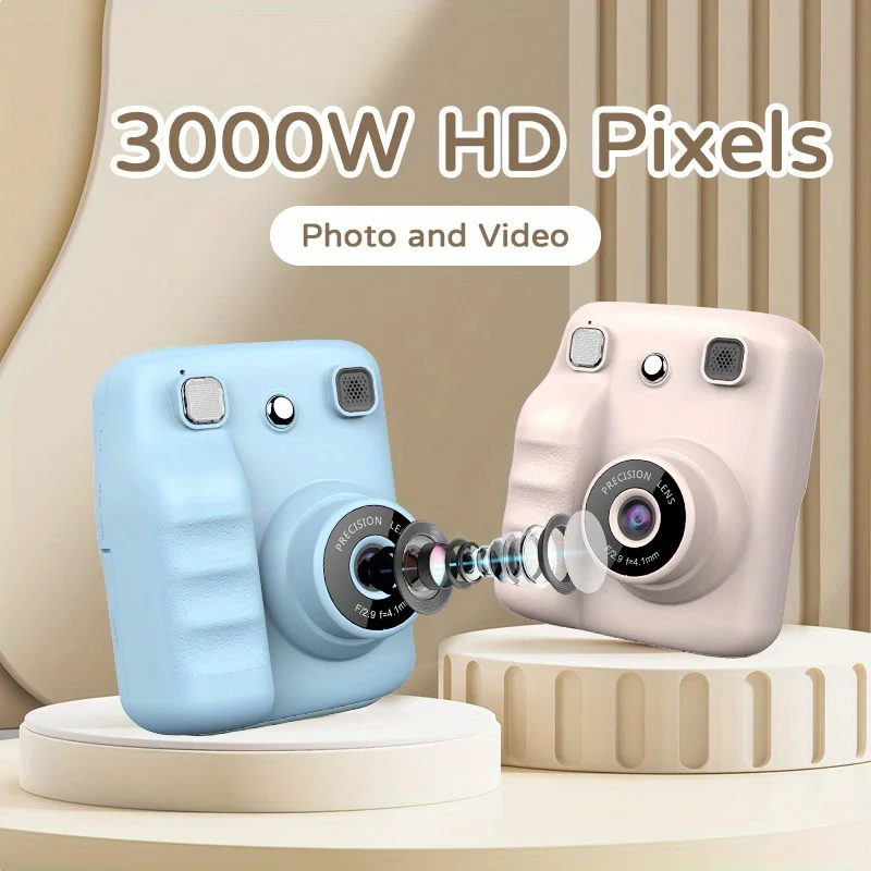 Kids Instant Print Digital Camera - USB Rechargeable Camera with 360P Display, 2.4-inch Screen for Birthday Gifts, Photography,