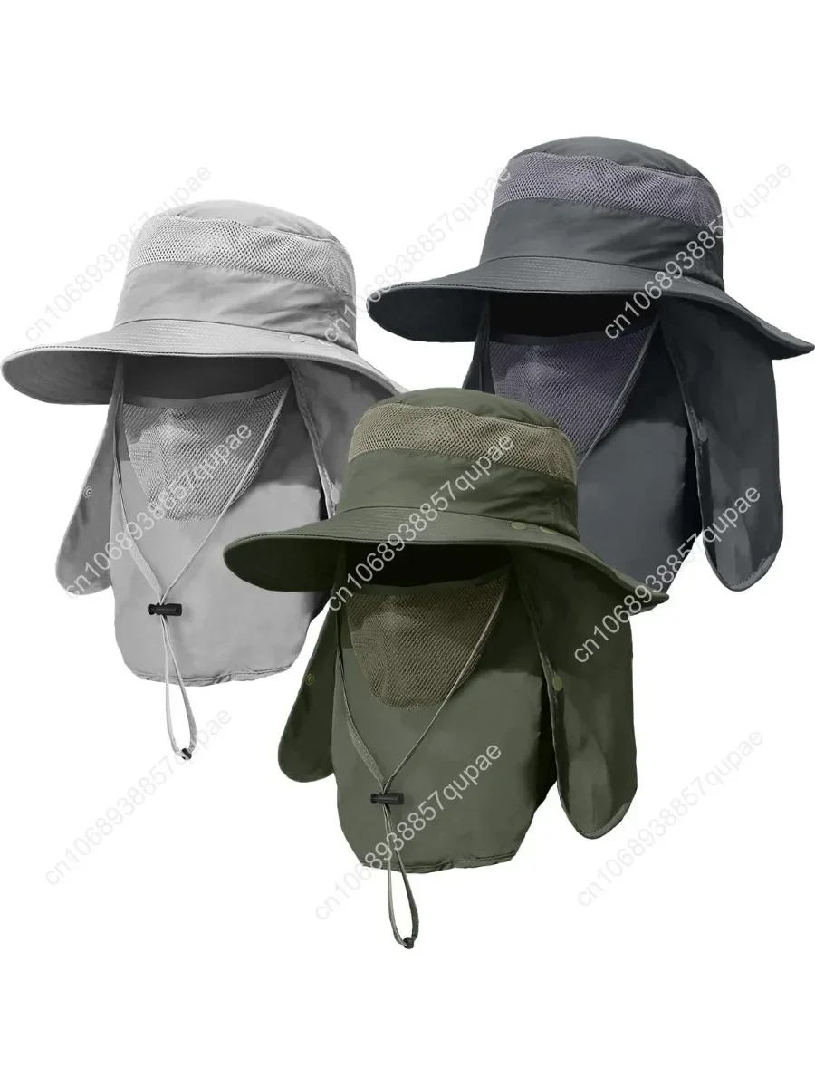 

3 Pack Mens Outdoor Wide Brim Fishing Hat UPF 50+ Sun Protection Cap With Face Neck Flap For Hiking Garden Men Woman Outdoor
