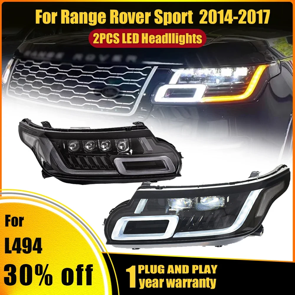 2pcs LED Headlight DRL Dynamic Turning Headlight Assembly For Land Rover Range Rover Sport L494 14-17 Upgrade 18 Front Headlamp