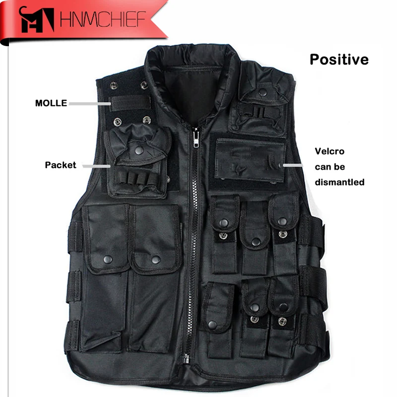 Veste de police militaire en poly glaDulglaSWAT, équipement CS, uniforme noir