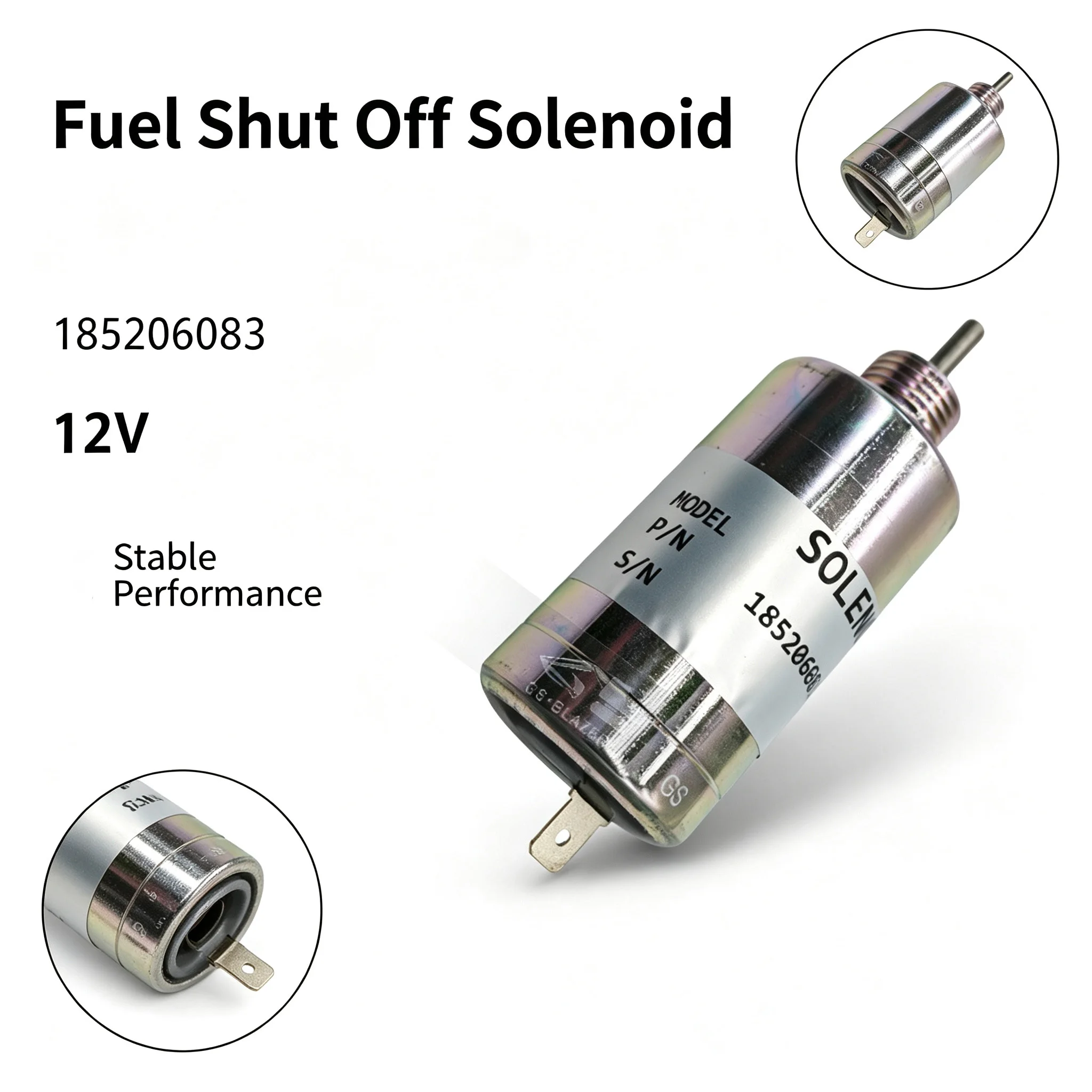 FOR Perkins  12V Fuel Shut Off Solenoid Valve 185206083 Engine Spare Part Engineering Machinery Parts Power-Tool Accessories