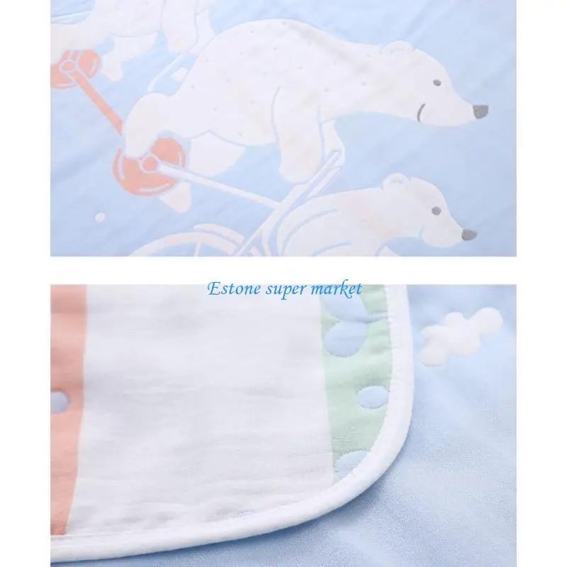 090B Baby Muslin Bath Towel Infant Soft Cotton Receiving Blanket Newborn Cartoon Printed 6 Layers Thick