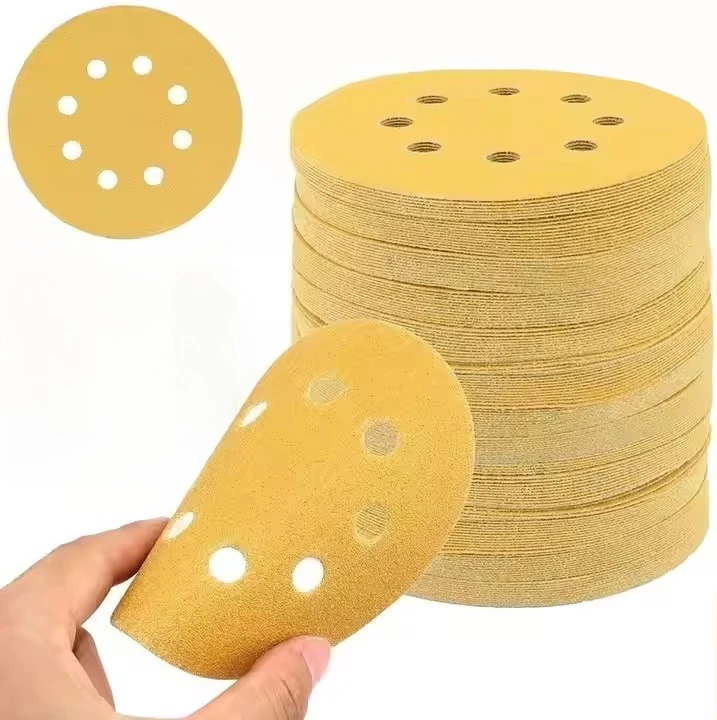 

1800 шт., 5-дюймовые шлифовальные диски, зернистость 60-1000, золотые шлифовальные диски, крючок и петля, 8 отверстий, наждачная бумага, орбитальная шлифовальная машина