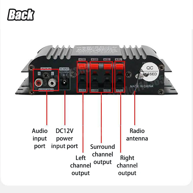 HiFi Sound Amplifier 4 Channel Digital Audio Bluetooth Amplifier 1600W Peak Power Karaoke Player FM Radio Support Remote Control