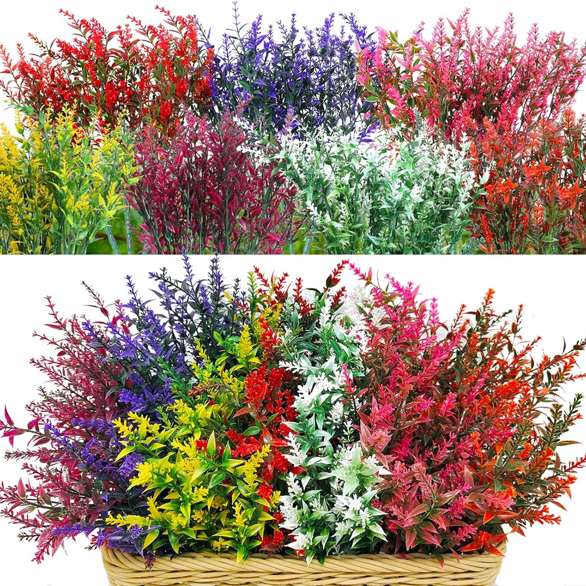 12PCS Artificial Plants Lavender Wedding Bridal Vase for Home Christmas Wreath Crafts Outdoor Garden Window Sill Decoration