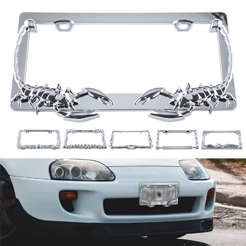 

ABS American Standard Vehicle Plate Holder Animal Chain Skeleton Shape Personalized Creative License Plate Frame