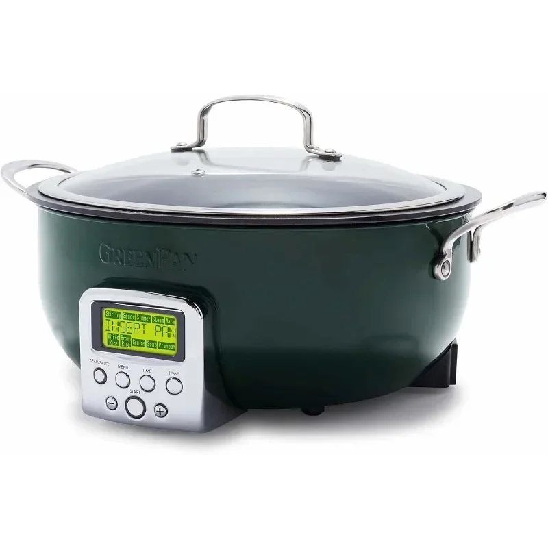 GreenPan Smart Electric Frying Pan for Frying Stir-frying and Cooking Rice Healthy Ceramic Non-stick and Dishwasher-safe Parts