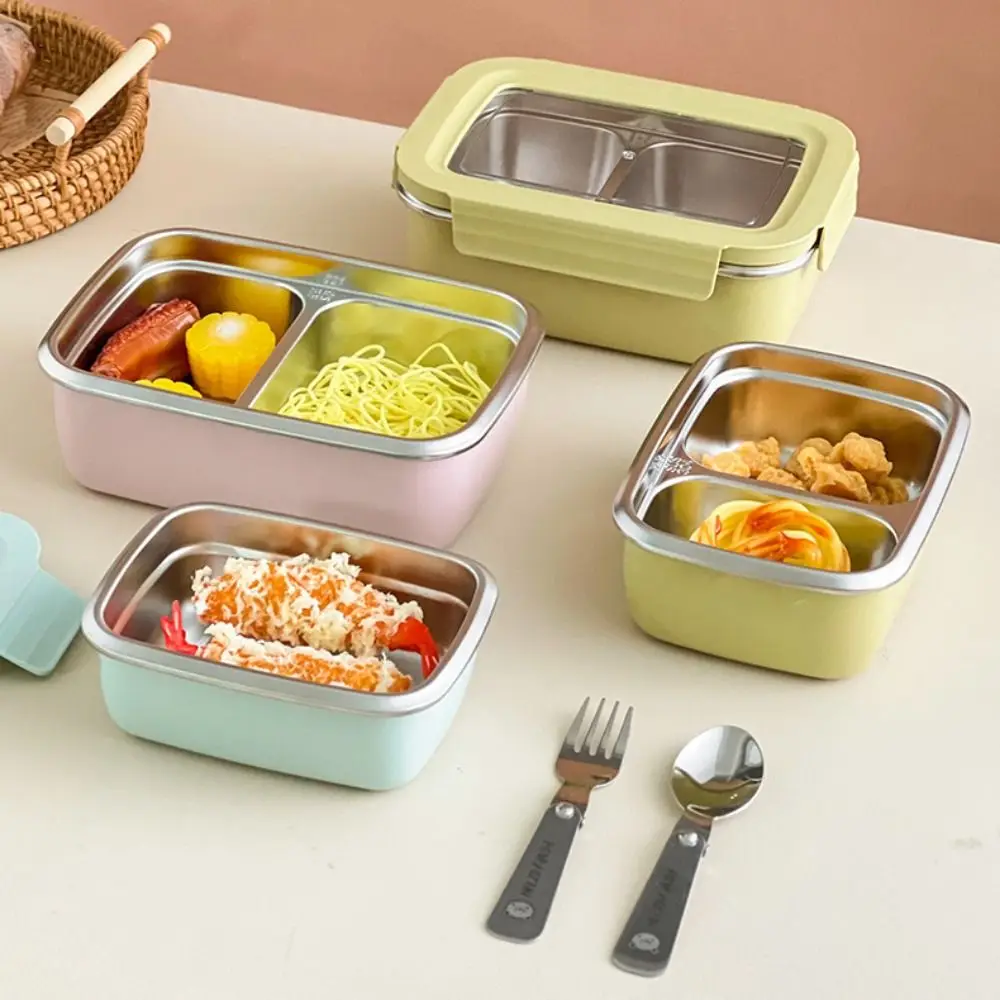 

304 Stainless Steel Divided Lunch Box Large Capacity Fresh-keeping Portable Food Container Sealed Heat Insulation
