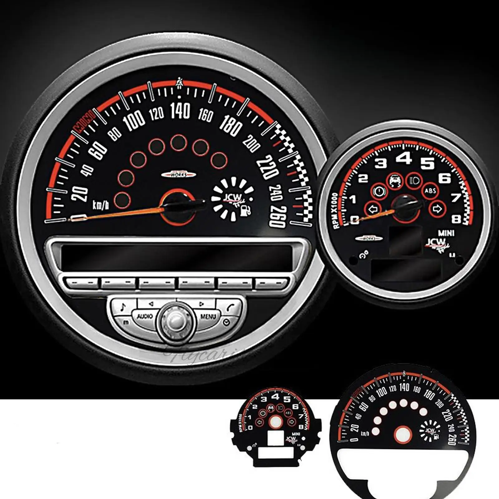 

Подходит для MINI Cooper R59 R60 R61, набор спидометра и тахометра, наклейка на лицевую панель приборов