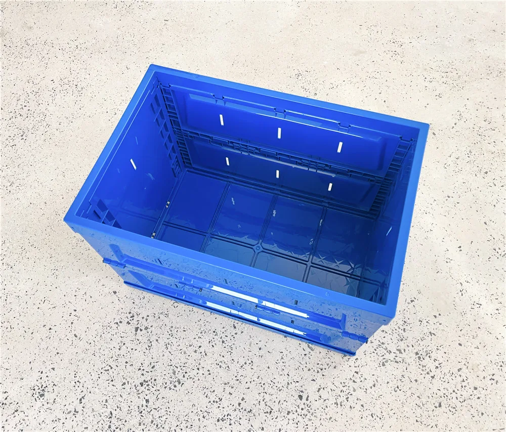 

Navy Blue Promotion Price 5 Pcs Ready Stock 60x40x40 Cm Folding Collapsible Type Plastic Storage Crate Totes Without Lid
