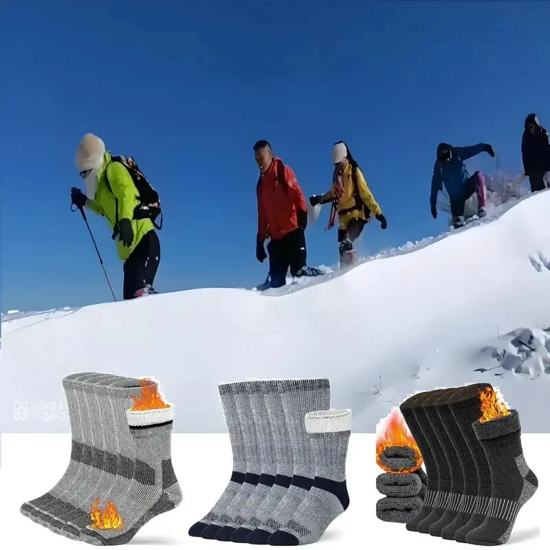 Skarpety trekkingowe Merino Ciepłe skarpety zimowe do butów z okrągłym dekoltem dla mężczyzn i kobiet 3 pary