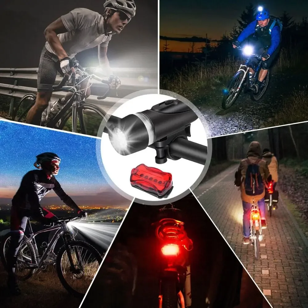 5 LED Bike Light Bicycle Front Back Light Set MTB Bicycle Headlight Butterfly Taillight Cycling Safety Warning Light Bike Lamp