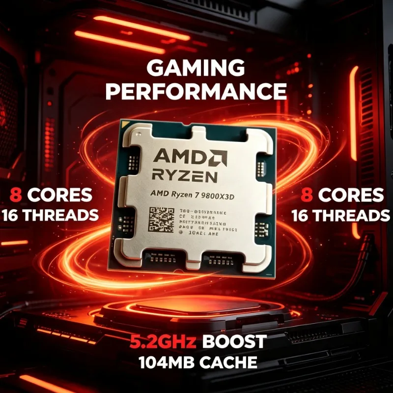 R7 9800X3D Gaming CPU 4NM 120W Socket AM5 96MB L3 Cache 8C16T Desktop Processor Without Cooler