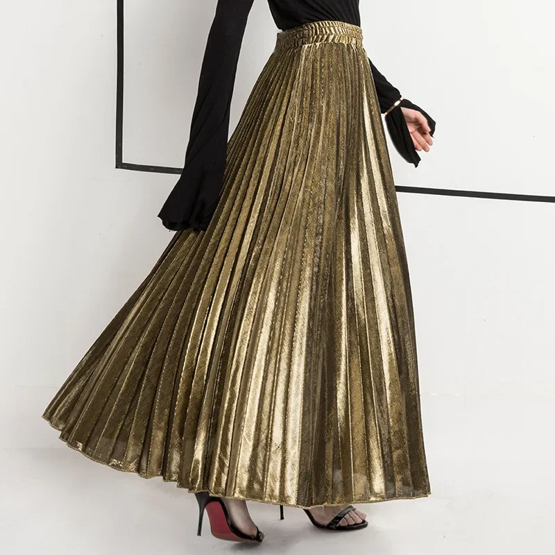 New 2020 Spring-Summer High-Waisted Gold Beach Skirt Women's Plus Size Long Dress Wholesale European And American Style