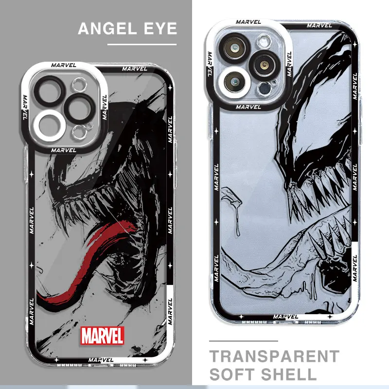 천사 눈 케이스 Apple iPhone 11 14 15 Pro Max 13 12 Mini 7 8 Plus XR X XS 6 6S SE 전화 커버 Marvel Superhero Venom Cool