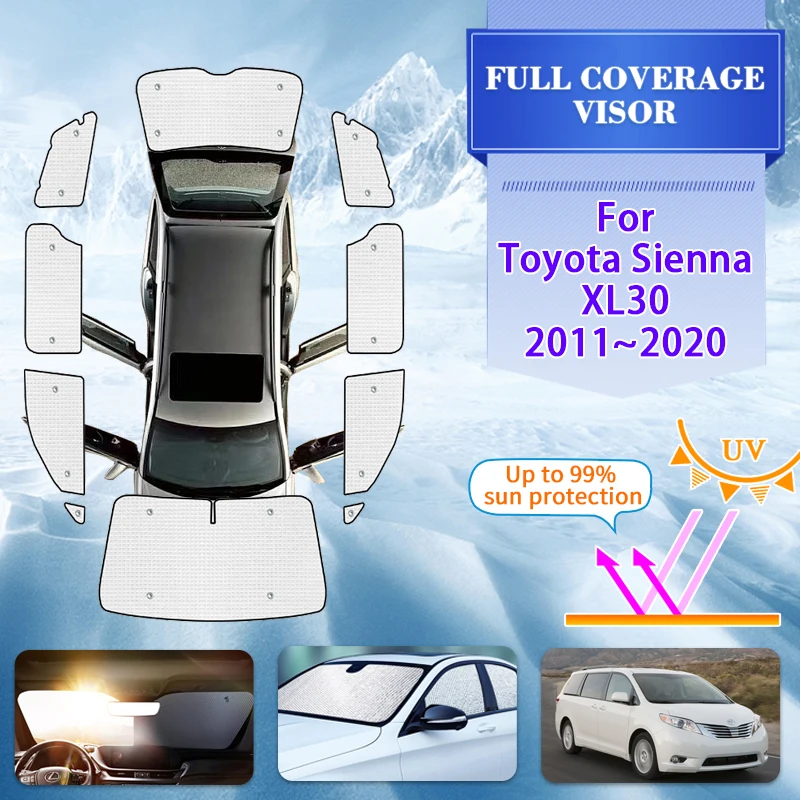 تظليل نافذة السيارة بالكامل لسيارة Toyota Sienna 2017 ملحقات XL30 2011 ~ 2020 واقيات نافذة السيارة من الشمس حاجب الشمس ملحقات السيارات