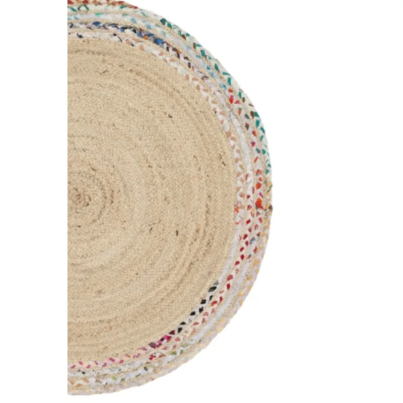 Rug Jute Cotton Braided Modern Round Carpet Farmhouse Rustic Look Area Rugs