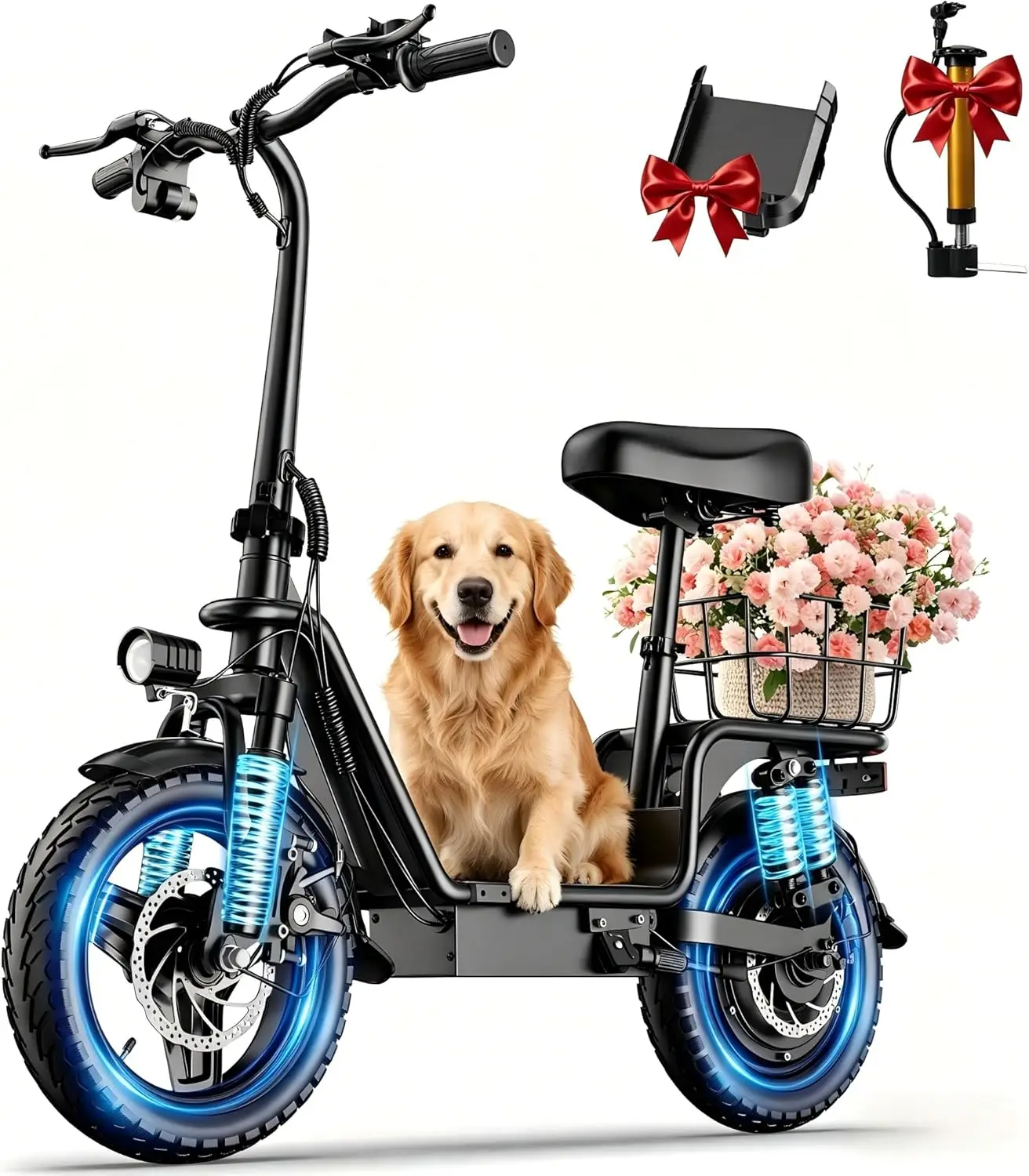 

Seat for Adults,1600W Peak Power, 42 Mile Long Range, 20MPH, 14" Tires,Off-Road Foldable Commuter E-Scooter with Basket for Pets Dogs and Items, 330lbs Max Load.UL 2272