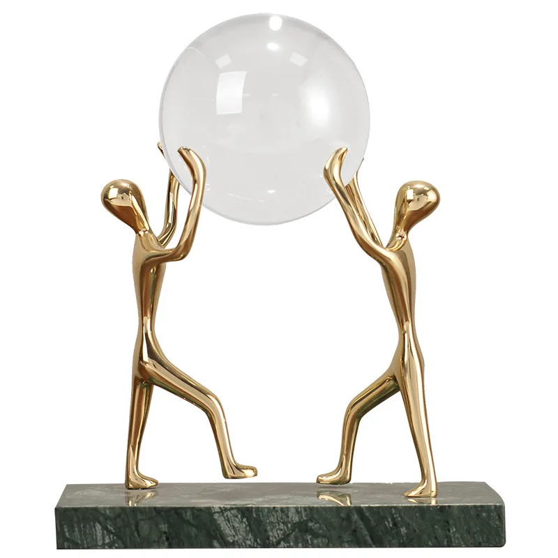

Creative light luxury and simple, brass villain crystal ball ornament, living room office study ornament