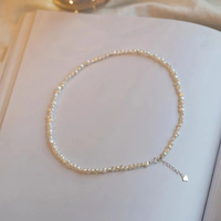 4-5mm Baroque Freshwater Pearl Necklaces with 5cm Extend Chain 925 Sterling Silver 38 45 50cm Necklaces Jewelry Gift 2025 New